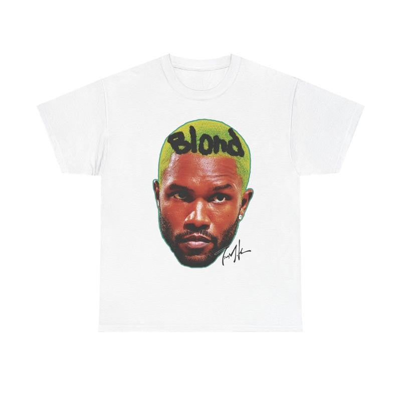 Frank Inspired Blonded Vintage Graphic Tee Heavy Cotton 100% Cotton T-Shirt Singer's Face Art Shirt for Fashion Casual Classic Menswear Retro Top Underwear Tshirt Streetwear Hard 90s Vibe Soft