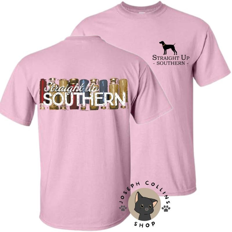 Shotgun Shells T-Shirt - by Straight Up Southern - Summer Outfits, Regular Fit Short Sleeve Crew Neck T-Shirt for Men, Casual Comfy Knitting Top for Summer