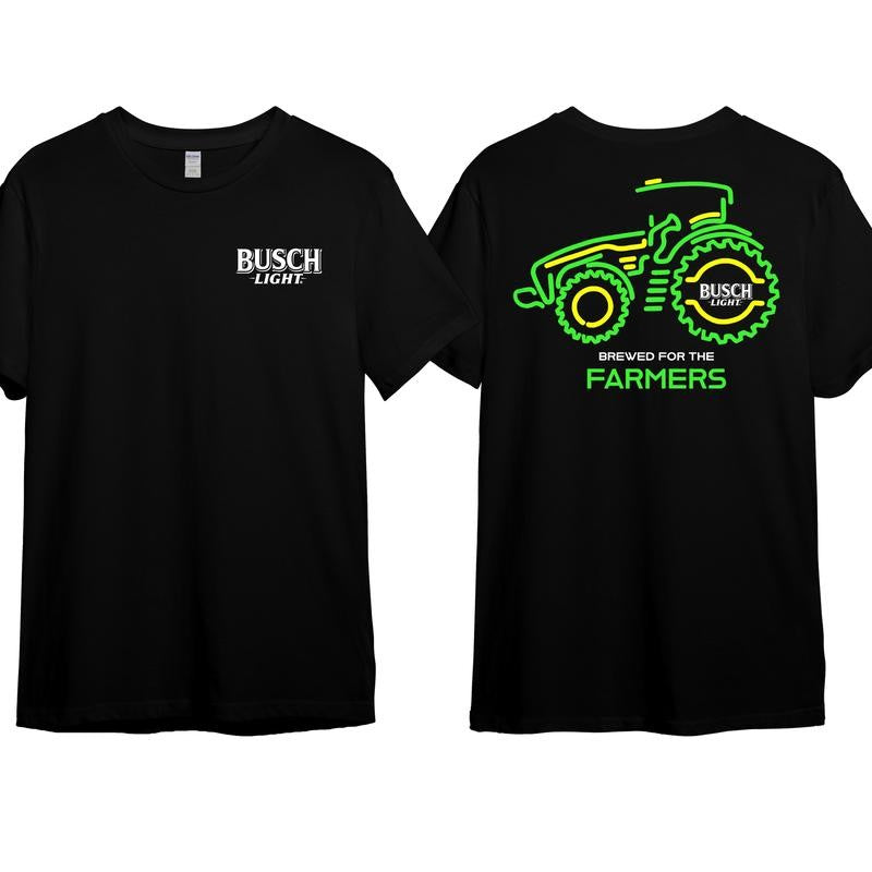 Busch Light Farmers Tractor 2-sided Hoodie Sweatshirt T-shirt Busch Tee, Unisex Cotton Crewneck Tee for Men or Women, Ideal Gift for Him or Her
