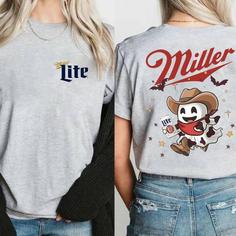 Miler Lite Ghost Halloween 2 Sided T-Shirt, Miler Lite Shirt For Men And Women, Halloween Trendy Shirt