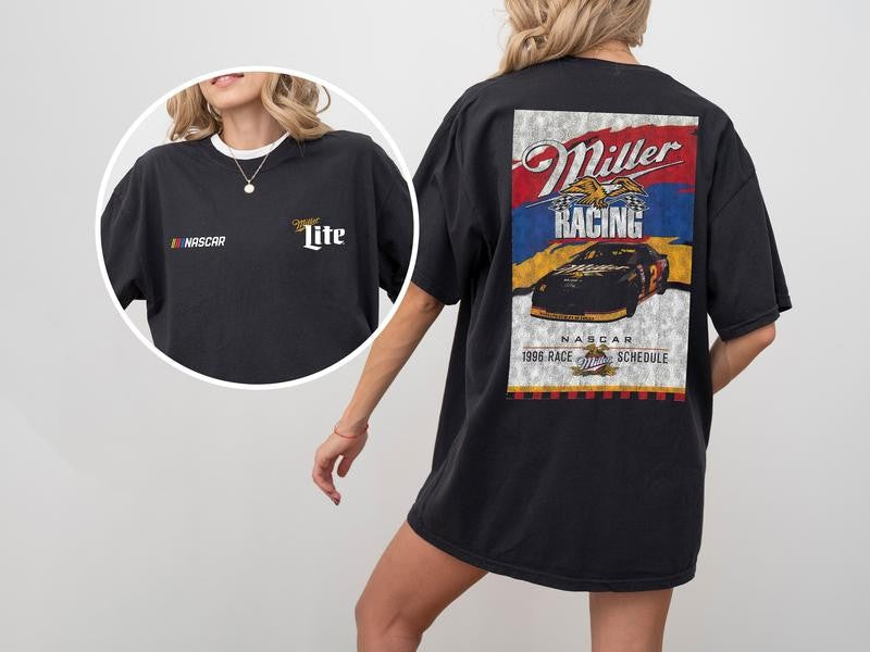 Nascar Miller Lite / Gildan T-shirt, Car Enthusiast Shirt, Car Clothing, Unisex, Vintage car shirt Cotton Fit
