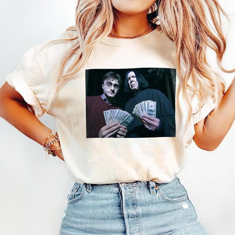 Harry Potter and Severus Snape Money Gang Meme Funny Shirt, Money Rich Severus Snape T-shirt, Humorous Hogwarts Shirt, Wizard School Shirt, Harry Potter Tee