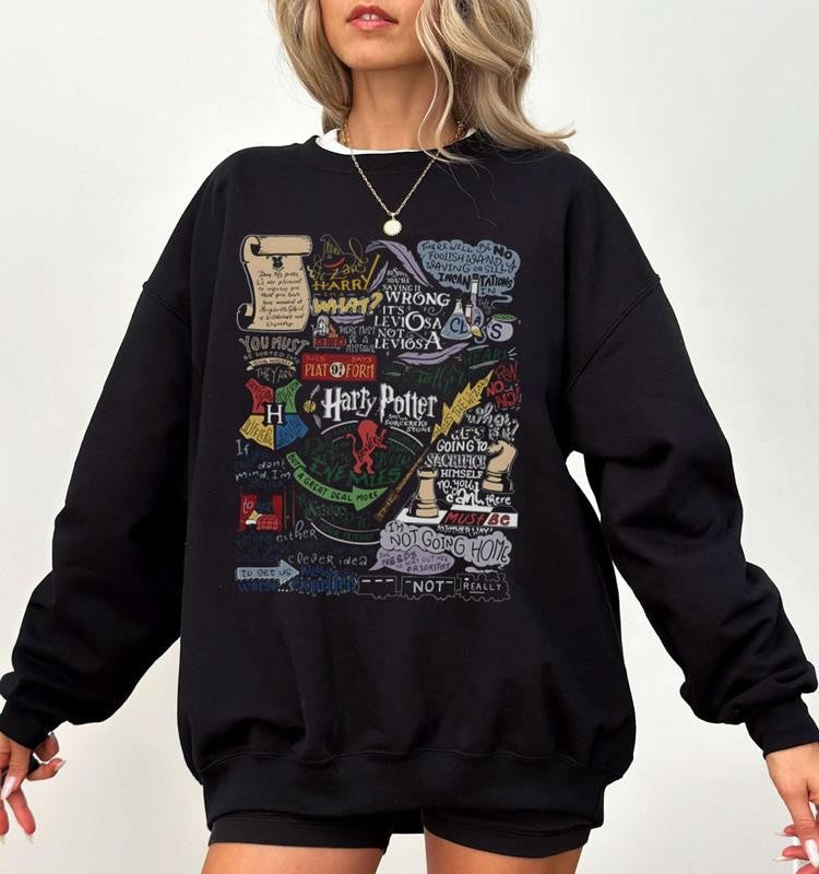Harry Potter Quotes Sweatshirt, Harry Potter Merch, Retro Wizards Castle Sweatshirt, Vintage Hogwarts House Sweatshirt, Potterhead Sweatshirt Gift, Magic World Shirt, HP Fan Gift