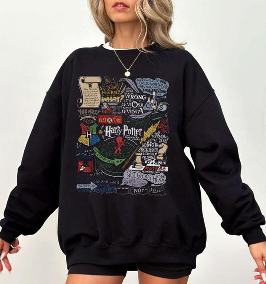 Harry Potter Quotes Sweatshirt, Harry Potter Merch, Retro Wizards Castle Sweatshirt, Vintage Hogwarts House Sweatshirt, Potterhead Sweatshirt Gift, Magic World Shirt, HP Fan Gift