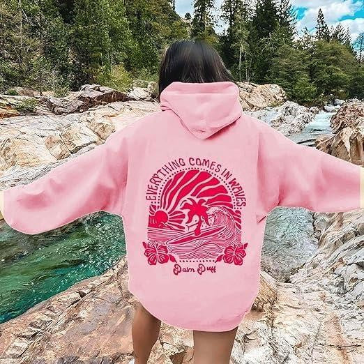 [Sale Up To 60%] Pink Palm Puff Hoodie Vintage Hunting Hoodie/ T-Shirt/ Sweatshirt, Palm Vintage Hoodie, Trendy Sweatshirt, For Women