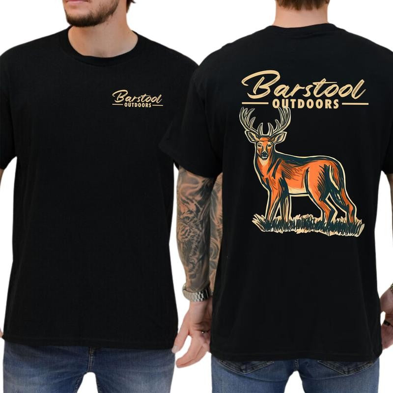 Vintage Busch Light Outdoors Deer Hunt T-shirt 2-Sided, Men's Deer Hunting Tops, Buck Hunt Shirt, Unisex Hunter Tee, Classic Cotton Fabric Menswear