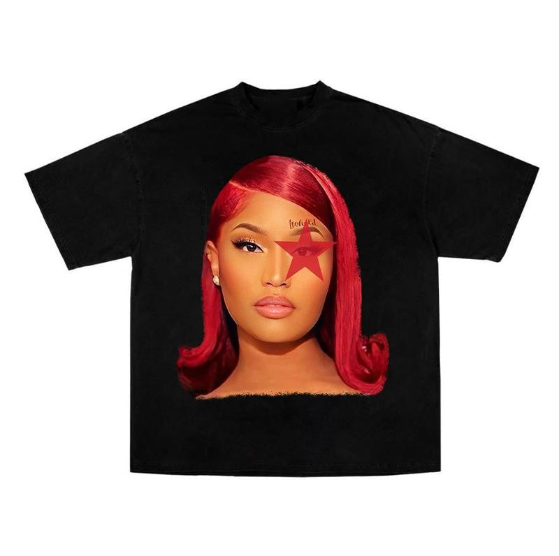 Nickiii Star Big Face Graphic Rap Tee Shirt