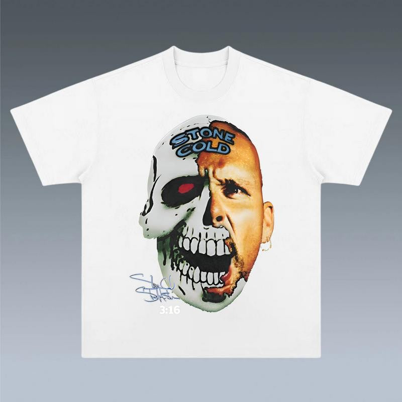 STONE COLD TEE, Wrestling Graphic Shirt, WWE Tee, Sports T-shirt, Athlete Shirt, Wrestling Gift, Fitness Tee, Crewneck Clothing Cotton Menswear