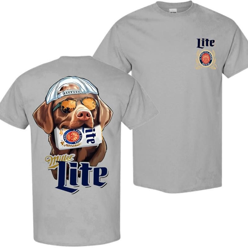 Chocolate Labrador Hunting Dog 2 Siders Hoodies, Miler Lite T-shirt, Perfect For Beer Lovers, Unisex for Men and For Women Classic Cotton