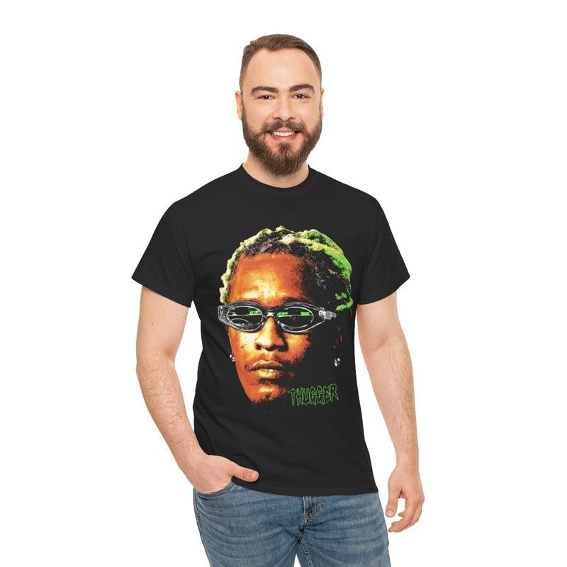 YOUNG THUG T-SHIRT Rap Tee Concert Merch Free Thugger Slime Season Green Rare Hip Hop Graphic Print Casual Classic Cotton Menswear Retro Top Vintage Comfy Day