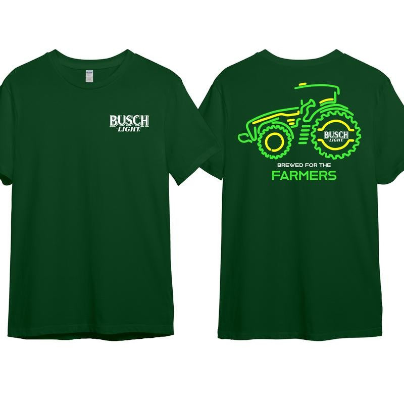 Busch Light Farmers Tractor 2-sided Hoodie Sweatshirt T-shirt Busch Tee, Unisex Cotton Crewneck Tee for Men or Women, Ideal Gift for Him or Her