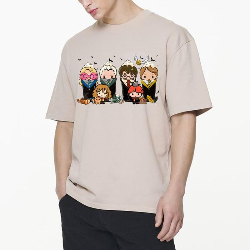 HP Spooky Season Cute Characters At Hogwarts Unisex Sweatshirt Hoodie Shirt Cotton Relaxed Fit