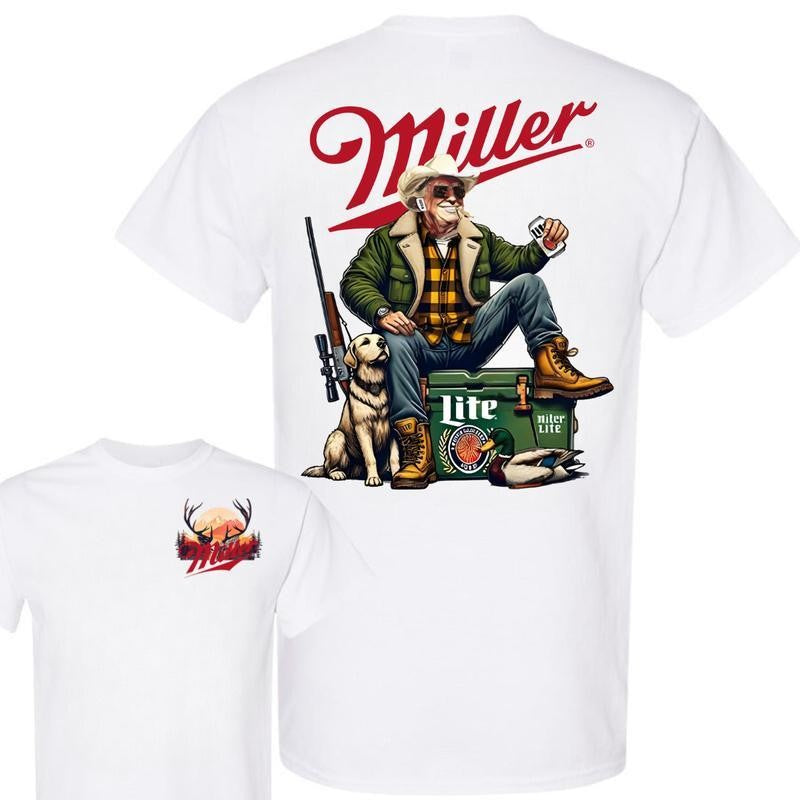 Trump With Miller Lite Beer Hunting Dog 2 Siders T-shirt, Miler Lite T-shirt, Perfect For Beer Lovers, Unisex for Men and For Women Classic Cotton