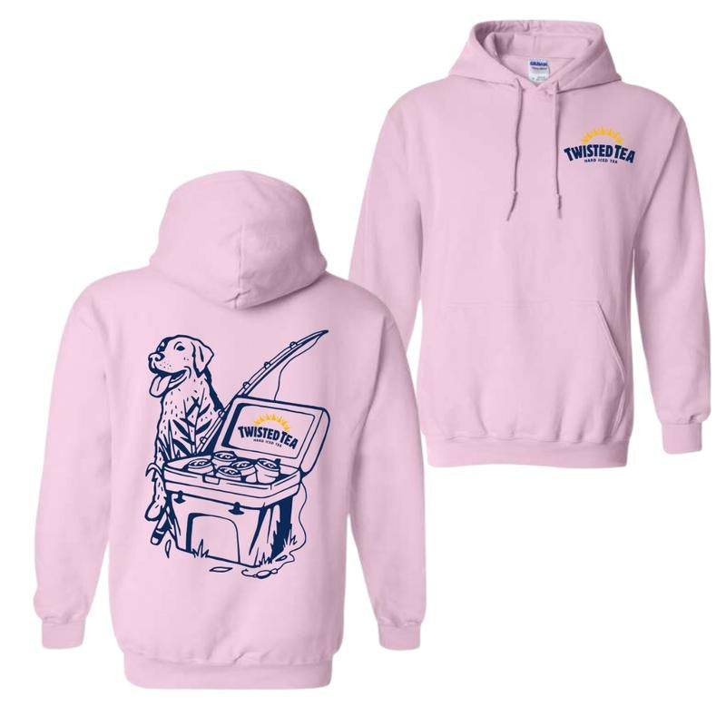 Twisted Tea Fishing Scene with Dog & Cooler 2 sided Hoodie and T-shirt, Unisex Hoodie