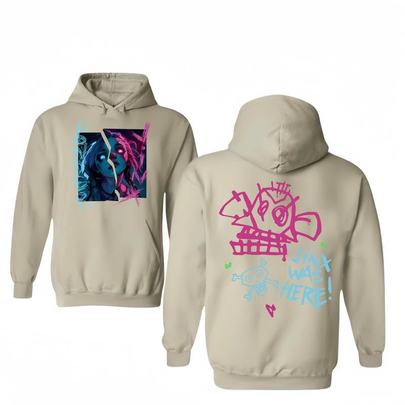 Arcane-Jinx Hoodie/T-Shirt Harajuku Legend of League Shirt/Hoodie, Unisex for Man and Women, 100% Cotton, LOL Tee