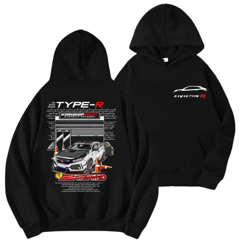 Honda Civic type R Hoodie, T-Shirt, Sweater, Shirt For Men, for Women, Car Enthusiast Shirt, Car Clothing Classic Cotton graphic hoodies