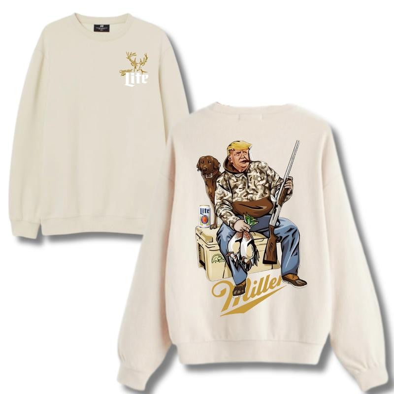 Hunter Trum With Miller Lite 2 Siders Hoodie & Sweatshirt, Unisex Sport Hoodie & Sweatshirt Fashion Crewneck Comfort