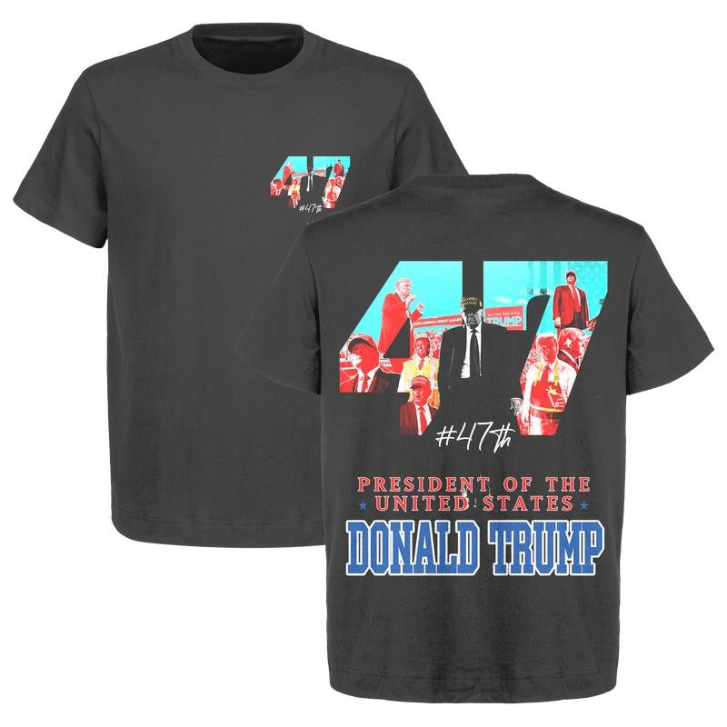 US 47th President Donald Trump Won Again 2024 Graphic T-Shirt - Heavy Cotton Gildan 500, Unisex Election Shirt for Men & Women