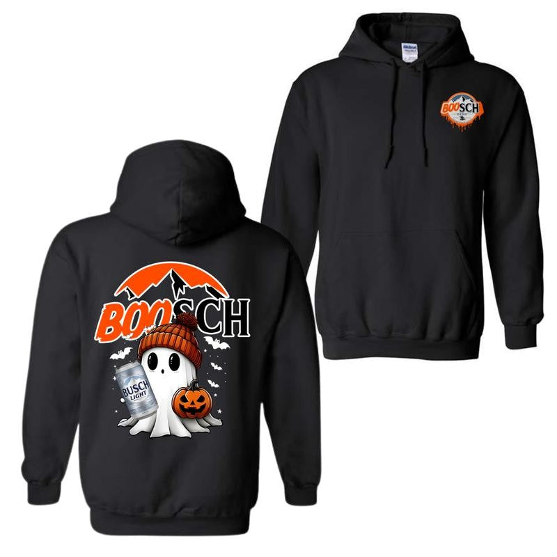 Boosch Light Cute Boo Ghost Halloween 2 Sided Unisex T-shirt Sweatshirt Hoodie for Men and Women, Halloween Cute Ghost Trendy Hoodie Casual Classic