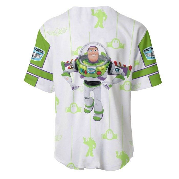 Toy Story Buzz Lightyear White Green Patterns Disney Unisex Cartoon Casual Outfits Custom Baseball Jersey Gifts for Fans - lylyprint.com
