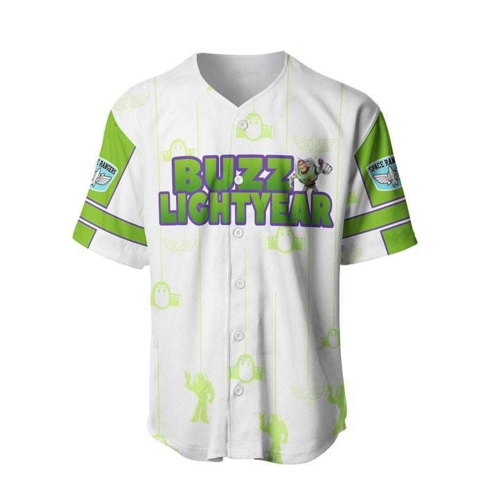 Toy Story Buzz Lightyear White Green Patterns Disney Unisex Cartoon Casual Outfits Custom Baseball Jersey Gifts for Fans - lylyprint.com