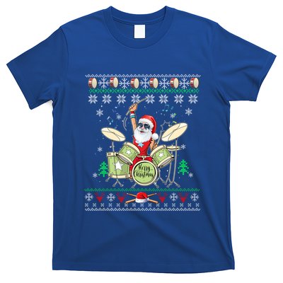 Ugly Drumming Santa Player Drums Funny Drummer Christmas Gift T-Shirt