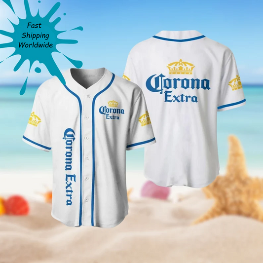 Unique Corona Extra White Baseball Jersey Fast Shipping Worldwide