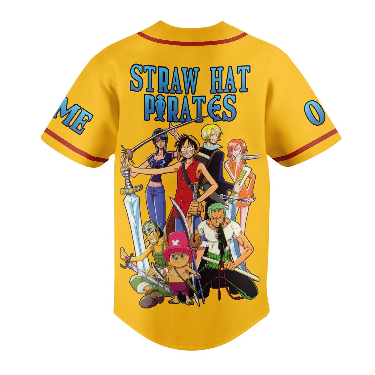 Unisex Design Straw Hat Pirates Custom Anime Baseball Jersey