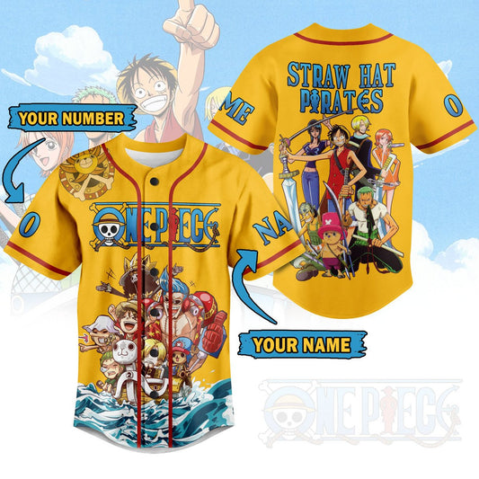 Unisex Design Straw Hat Pirates Custom Anime Baseball Jersey