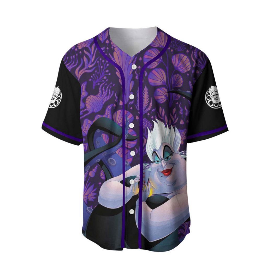 Ursula Pattern Dark Purple Black Disney Custom Baseball Jersey - lylyprint.com