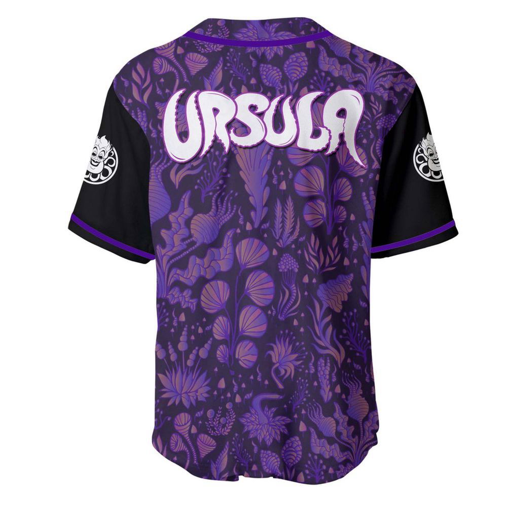 Ursula Pattern Dark Purple Black Disney Custom Baseball Jersey - lylyprint.com
