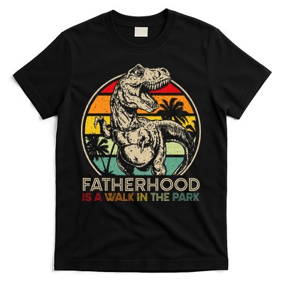 Vintage Fatherhood Is A Walk In The Park Dad T Rex Dinosaur T-Shirt