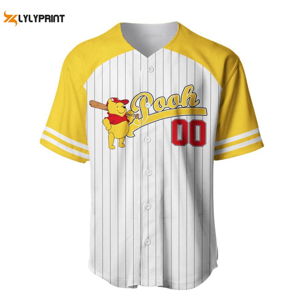 Winnie The Pooh Striped Yellow Red Baseball Jersey - lylyprint.com