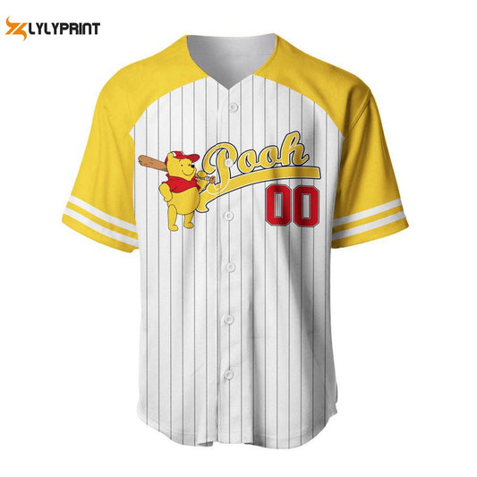 Winnie The Pooh Striped Yellow Red Baseball Jersey - lylyprint.com