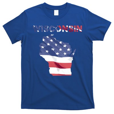 Wisconsin Proud United States America Patriot Flag Us Pride Funny Gift T-Shirt