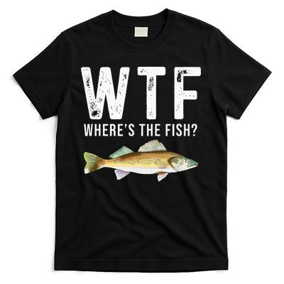 WTF Wheres The Fish Walleye Pike Funny Fishing Gifts T-Shirt